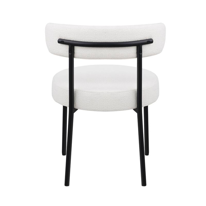 Round Upholstered Boucle Dining Chairs Set of 2