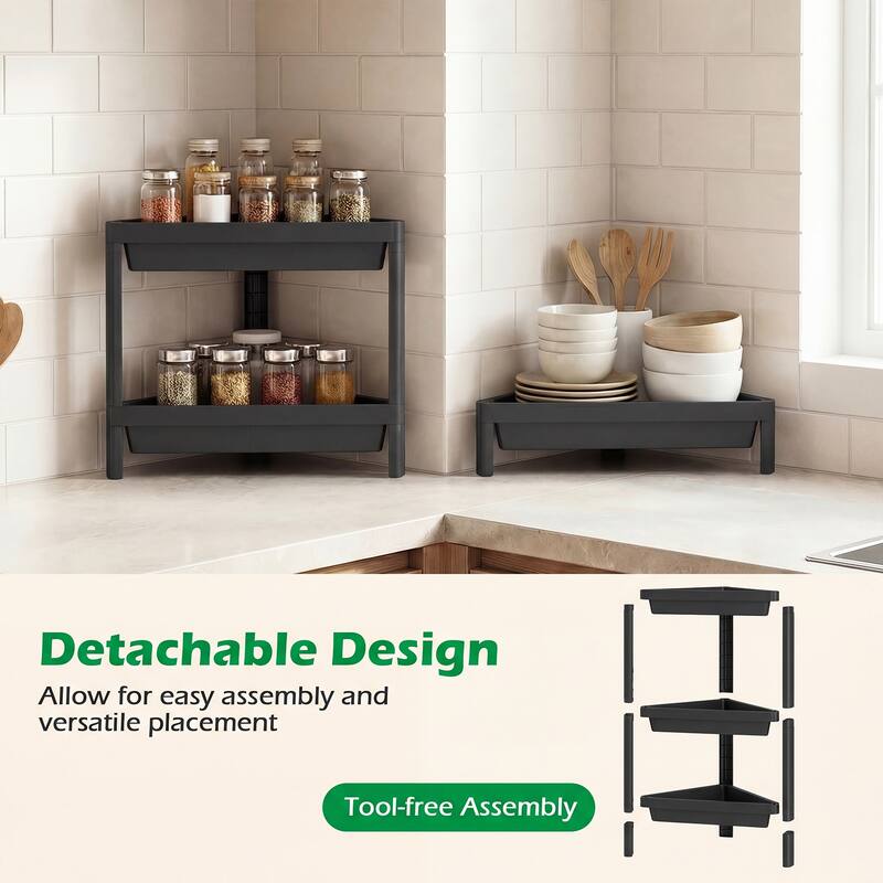 Gymax 2-Pack 3-Tier Shelf w/Detachable Design & Drainage Holes