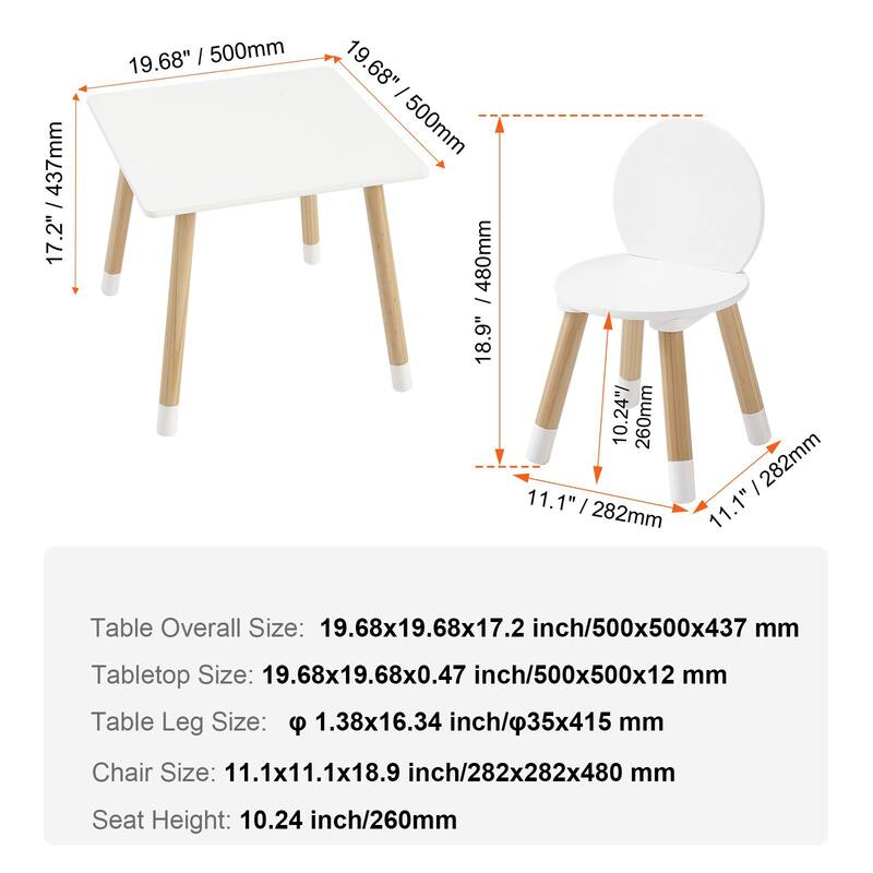 White Wooden Kids Toddler Multi-Activity Table and Chair Set Perfect for Child Room or Playroom or Daycare