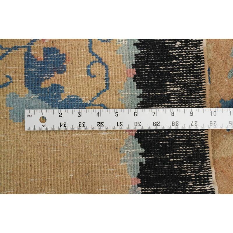 Hand Knotted Oriental 100% Wool Carpet Traditional Floral Oranges & Rust Art Deco Area Rug - 9' 9'' X 7' 11''