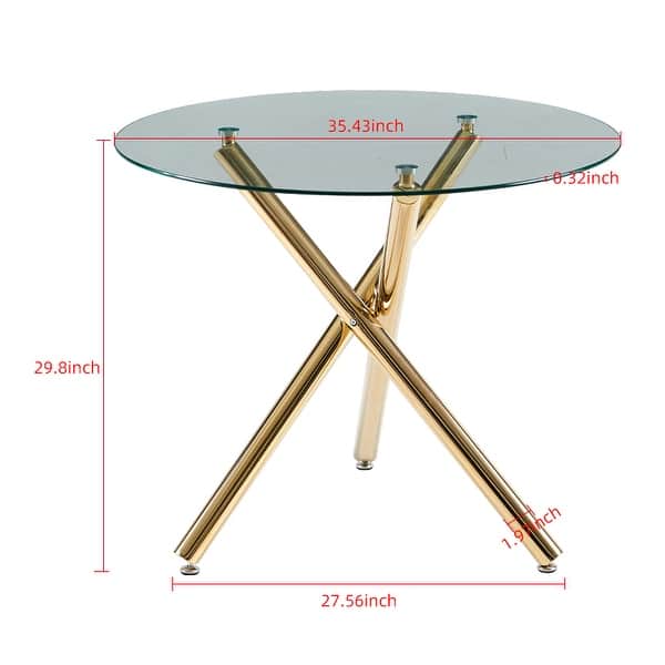 Space-Saving Round Glass Dining Table with Metal Legs - Bed Bath ...