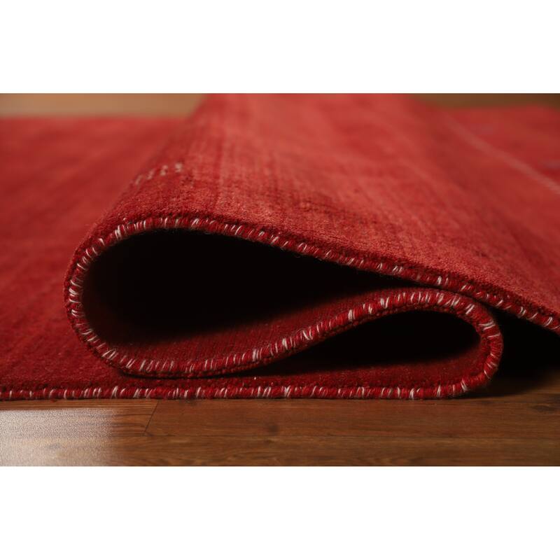 Hand Knotted Oriental 100% Wool Carpet Tribal Animal Pictorial Red Gabbeh Area Rug - 9' 8'' X 6' 7''