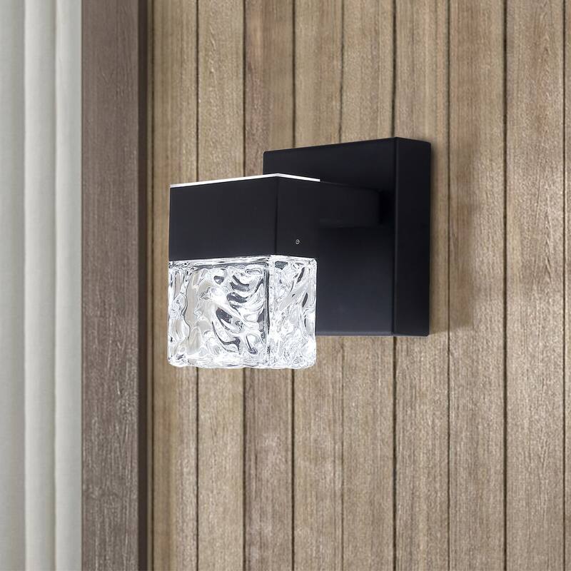 Modern Black Textured Glass LED Bathroom Vanity Light