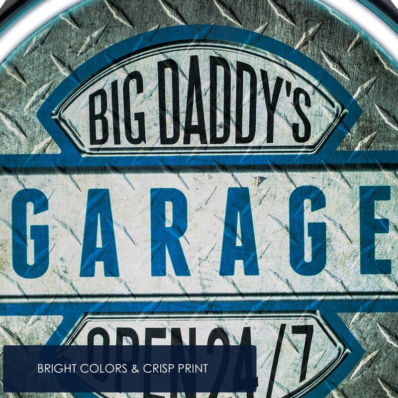 American Art Decor Big Daddy's Garage Bottle Cap Shaped LED Light Up Sign Wall Decor for Man Cave Bar Garage - Grey