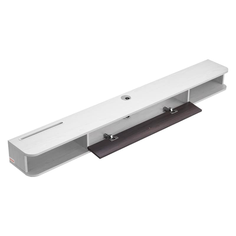White Floating TV Stand Particleboard with Hidden Cable Storage
