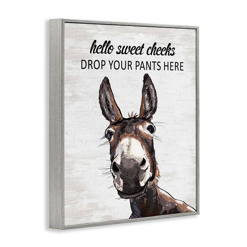 Stupell Sweet Cheeks Laundry Donkey Framed Giclee Art Design By Lettered and Lined