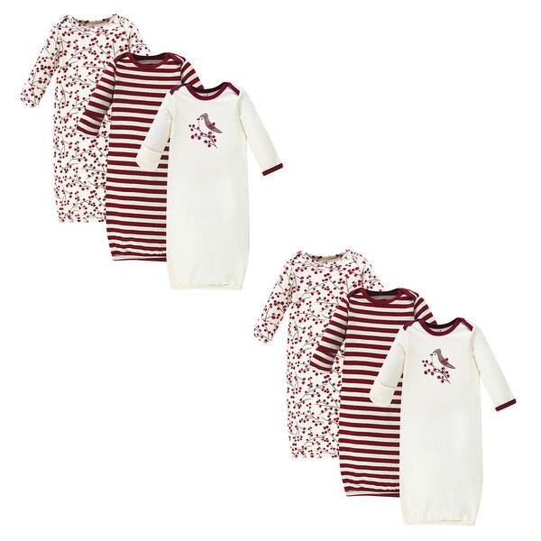 slide 1 of 1, Touched by Nature Infant Girl Organic Cotton Gowns, Berry Branch 6-Piece 0-6 Months - Berry Branch 6-Piece