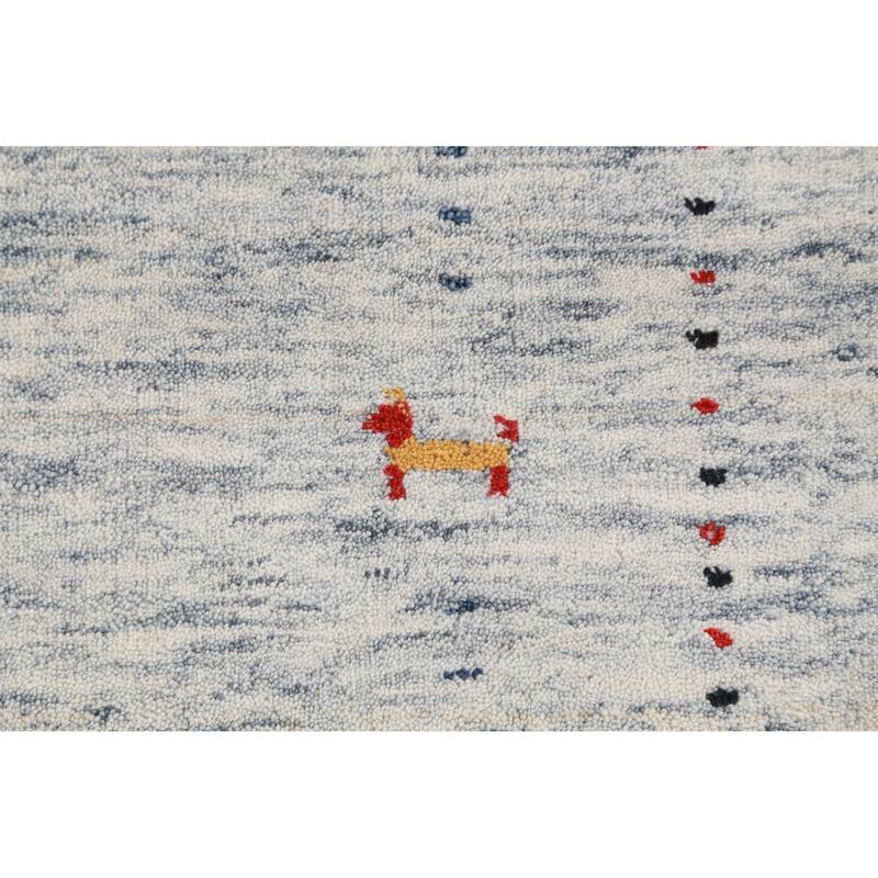 Hand Knotted Oriental 100% Wool Carpet Tribal Stripe Beige & Ivories Gabbeh Area Rug - 4' 9'' X 3' 1''