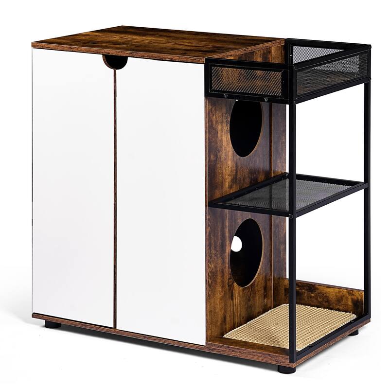 Anmytek Cat Litter Box Furniture Cabinet Enclosure for 2 Cats