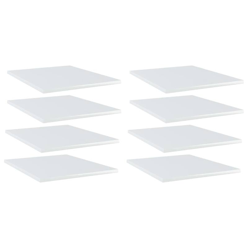 vidaXL Bookshelf Boards 8 pcs High Gloss White 15.7"x19.7"x0.6" Chipboard