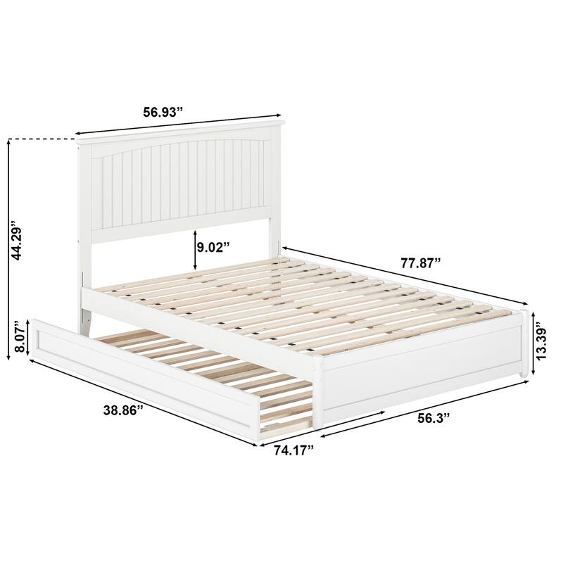 Malta Platform Bed with Panel Footboard and Twin Trundle