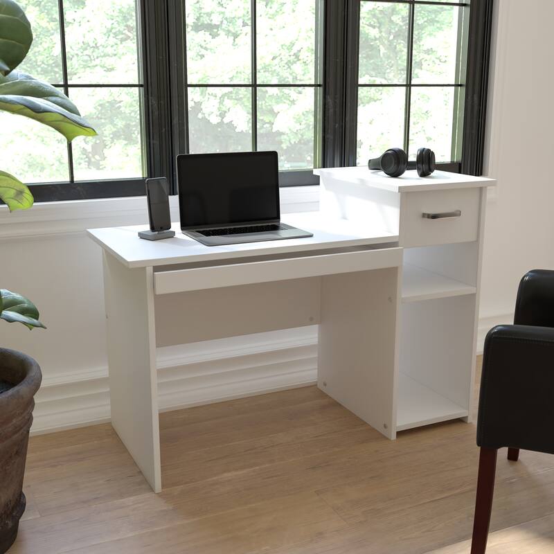 Computer Desk with Shelves and Drawer - White