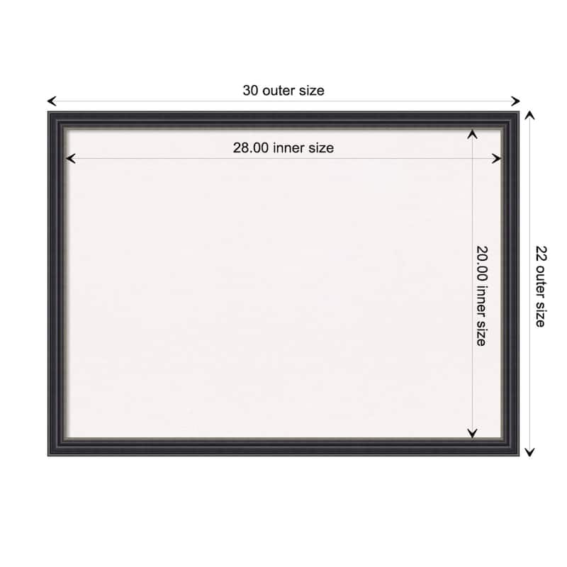 Stylish Black Wood Framed White Corkboard Bulletin Board - Board Size 28x20