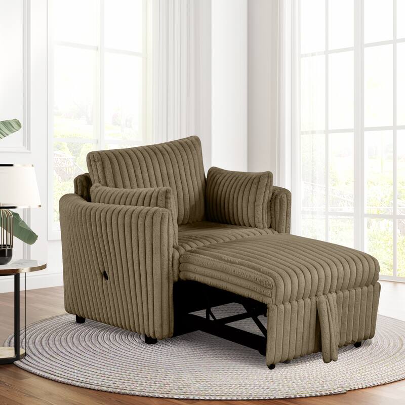 Modern Fabric Sleeper Single Sofa with USB and 2 pillows