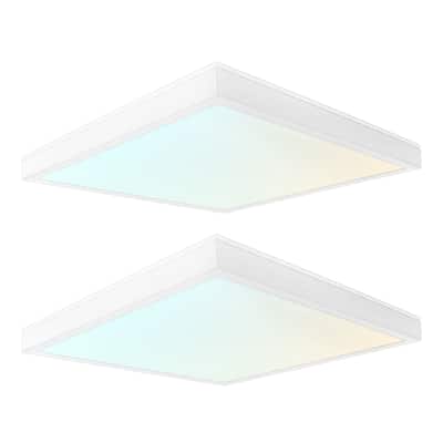 LUXRITE 1x1 FT. Slim Surface Mount Panel Light 5CCT Dimmable 1400/1800/2200 Lumens 12/16/20W Edge Lit 2 Pack