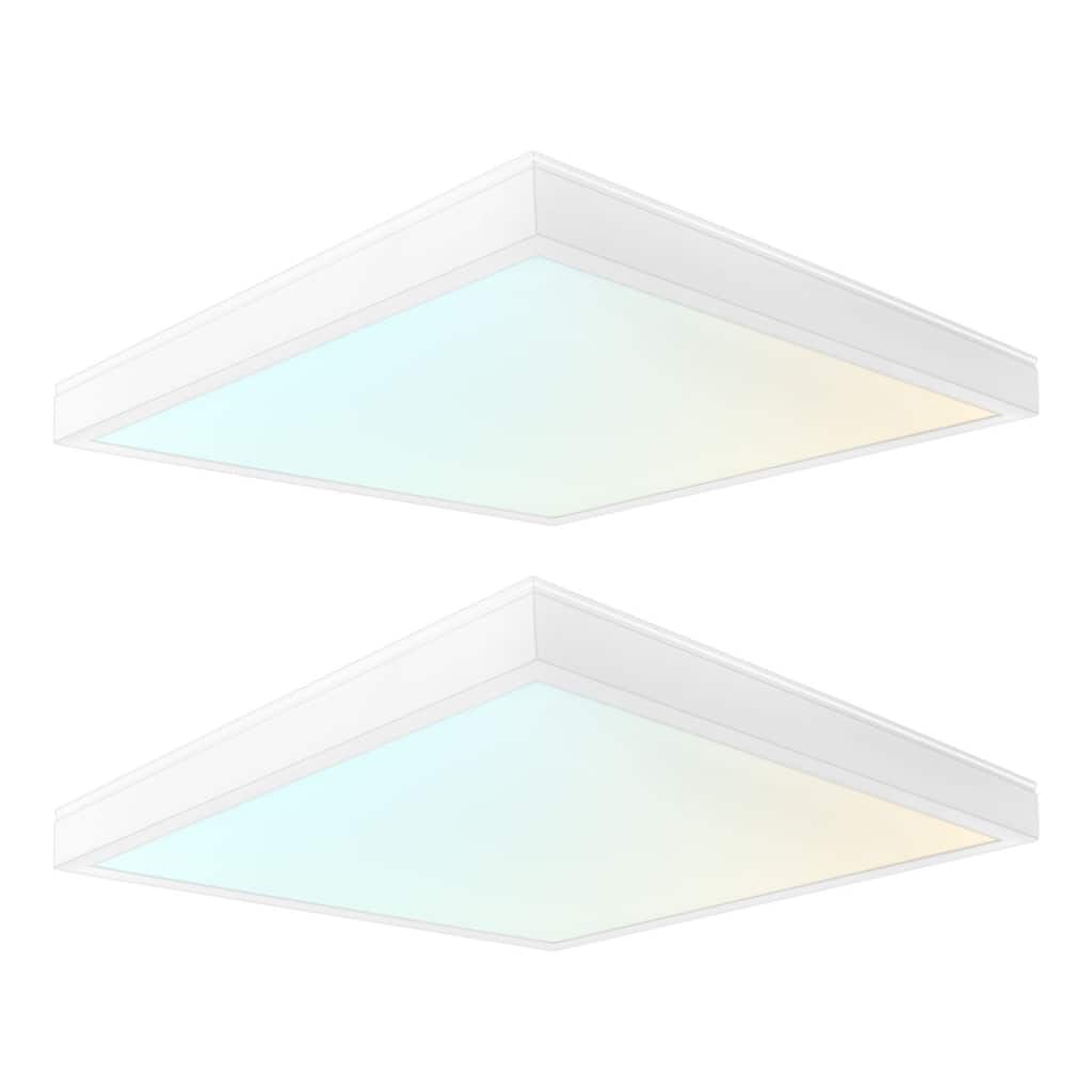 LUXRITE 1x1 FT. Slim Surface Mount Panel Light 5CCT Dimmable 1400/1800/2200 Lumens 12/16/20W Edge Lit 2 Pack