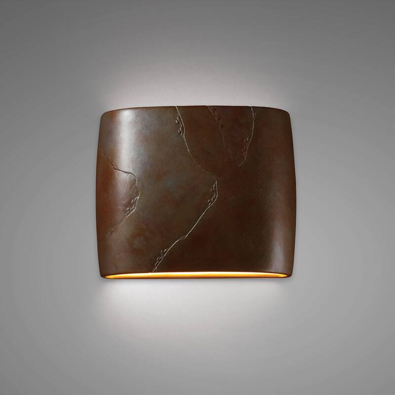 Justice Design Group Ambiance ADA Outdoor Ceramic Wide Oval Wall Sconce with Open Top & Bottom