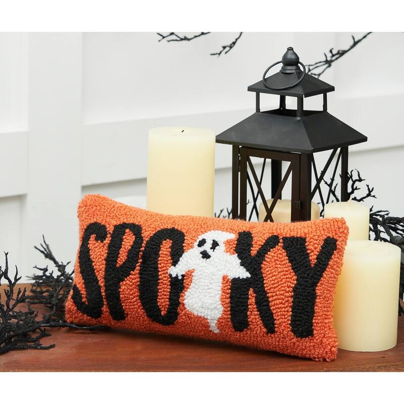 6" x 12" Spooky Ghost Hooked Throw Pillow