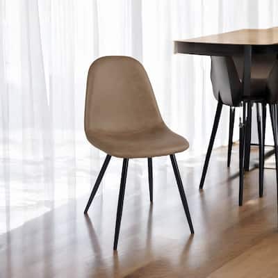 HomeRoots Set of Two Brown and Black Upholstered Faux Leather Dining Side Chairs - 17.3 in. x 33.4 in. x 17.7 in.