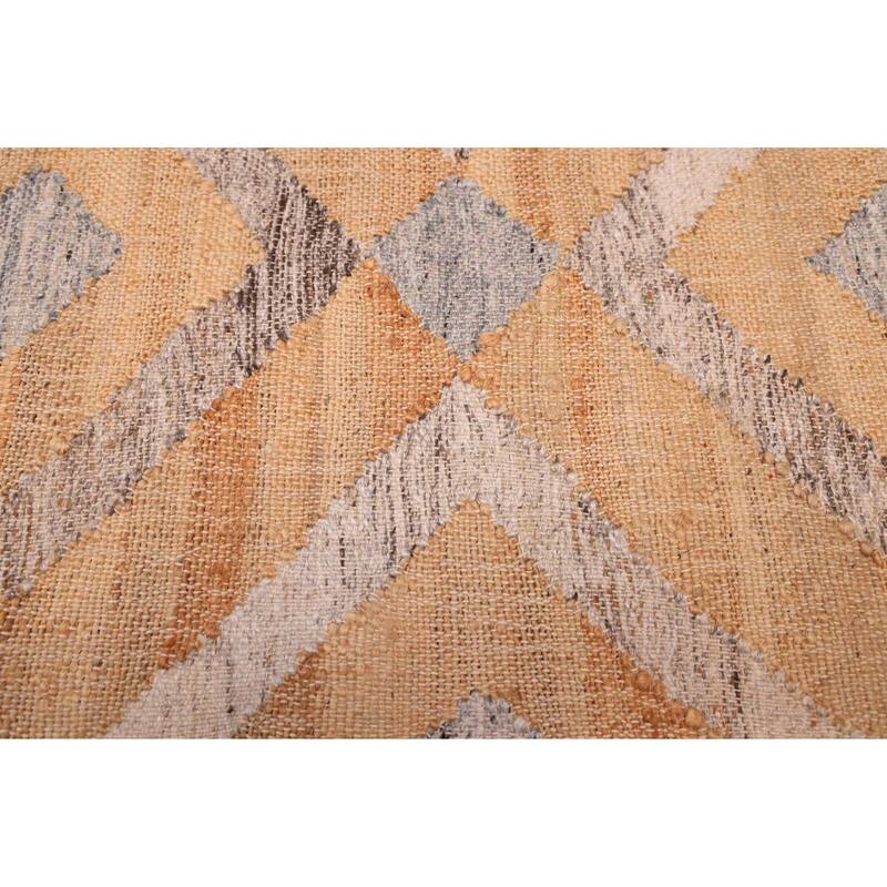 ECARPETGALLERY Flat-Weave Palas Denizli Tan Jute, Rayon Kilim - 5'4 x 7'4