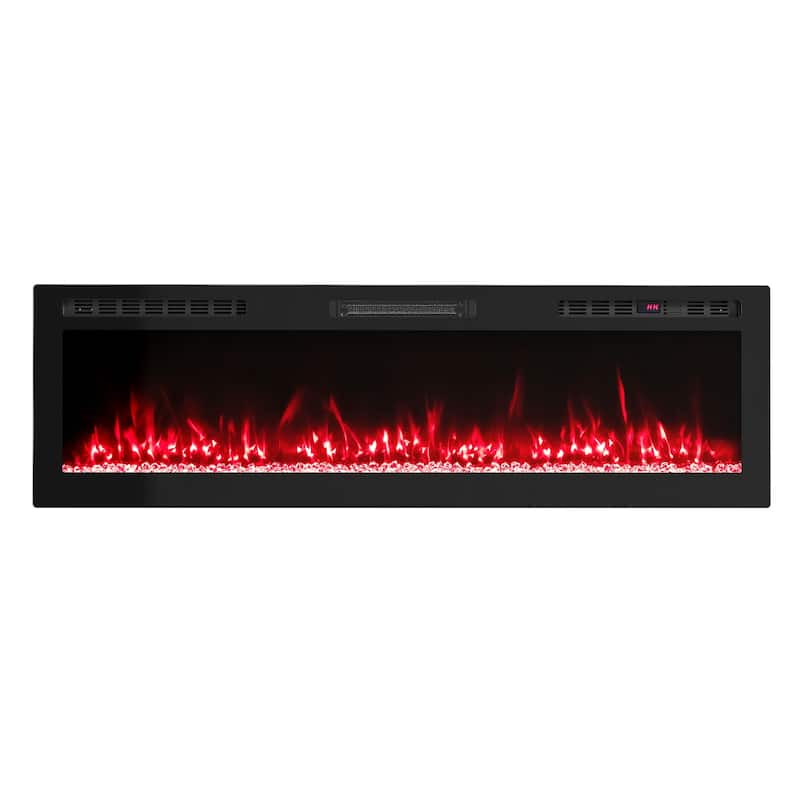 Modern Wall Mounted Electric Fireplace with Remote and APP Control 12 Flame Colors Timer Settings - 60-Inch
