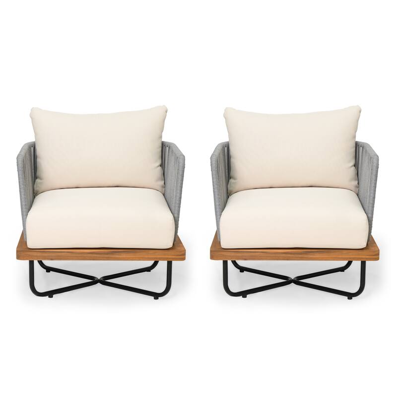 Christopher Knight Home - Emerson Coastal Acacia Wood Outdoor Chair with Cushions