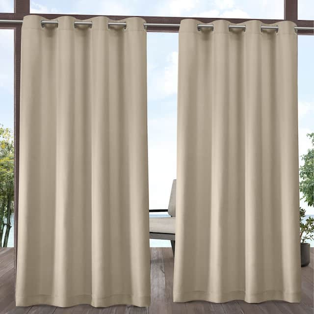 ATI Home Indoor/Outdoor Solid Cabana Grommet Top Curtain Panel Pair - 54x84 - Natural