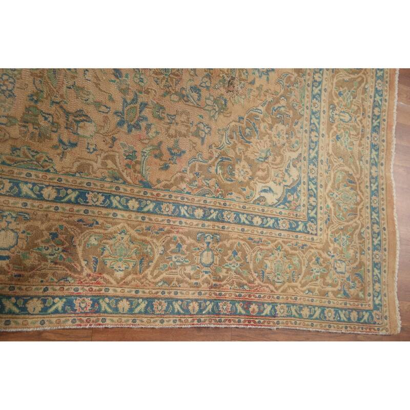 Hand Knotted Oriental 100% Wool Carpet Traditional Floral Oranges & Rust Mashad Area Rug - 9' 6'' X 6' 3''