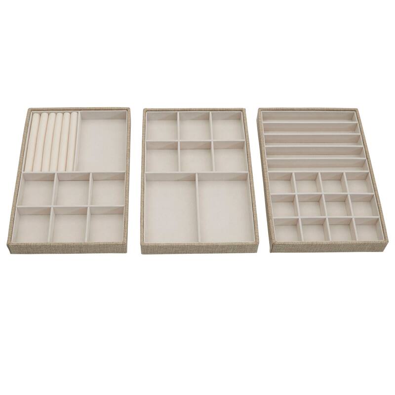 Household Essnetials Stackable Jewelry Storage Trays, 3-Tier, Latte