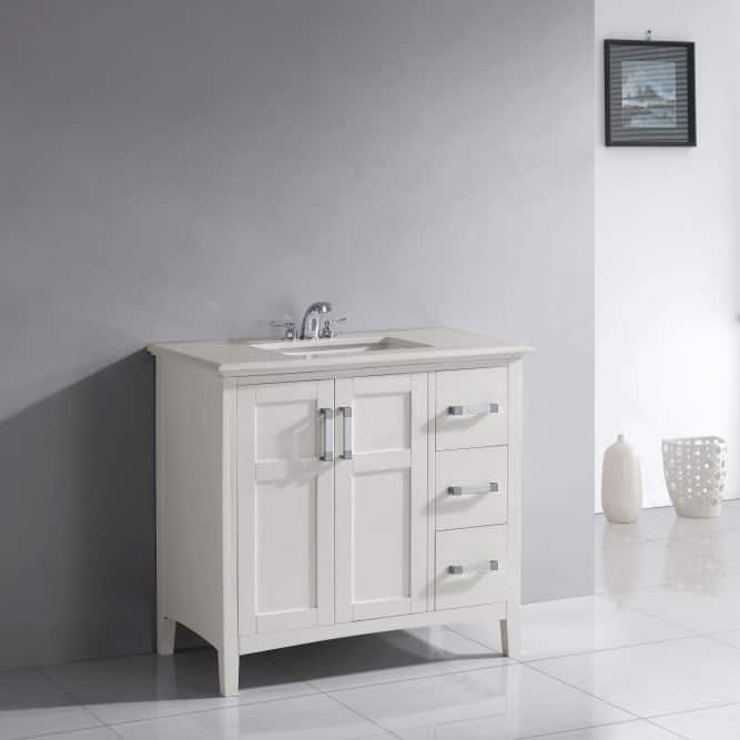 Wyndenhall Salem 36-inch Contemporary Bath Vanity with Engineered Quartz Top