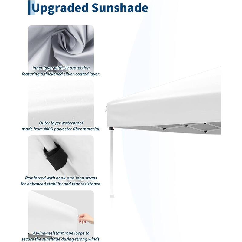 10x10ft Waterproof Pop Up Canopy Tent Replacement Top for Outdoor Garden Patio Sun Shade (Top Only) - N/A