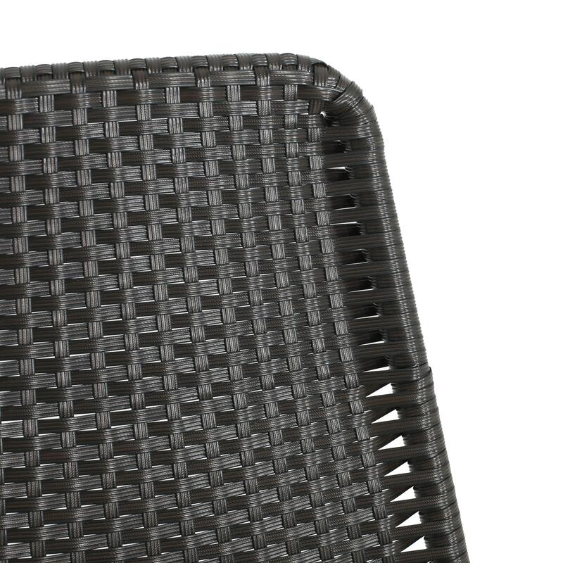Roomfitters Sleek Outdoor Dining Chairs Set of 2, Black Wicker Patio Seating with Metal Frame, Dark Brown