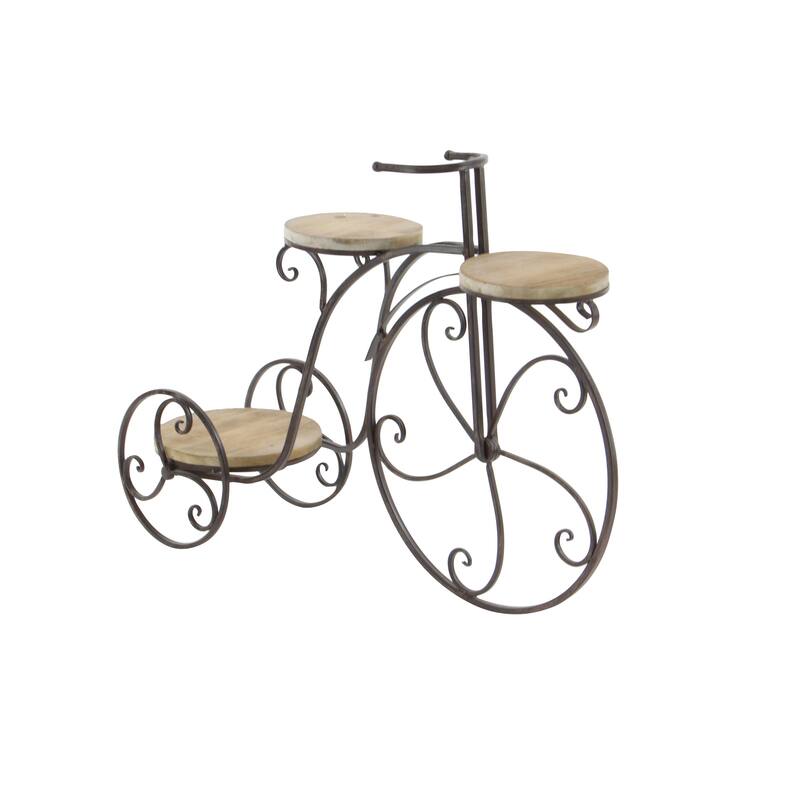 Metal Bike Indoor Outdoor 2 Tier Indoor Outdoor Plantstand - Brown - Roche River Decor