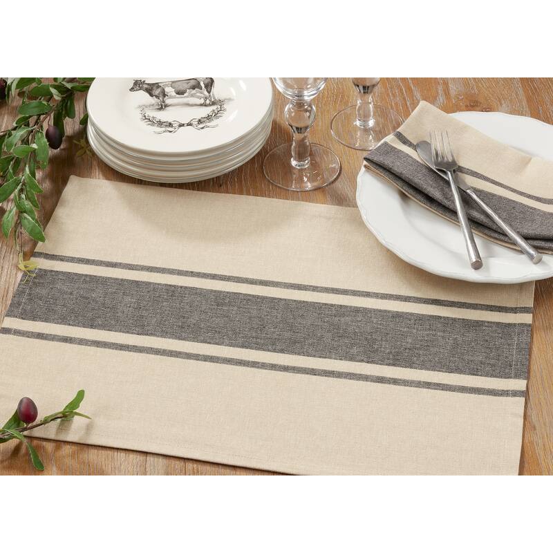 Classic Banded Stripe Design Cotton Placemat Set