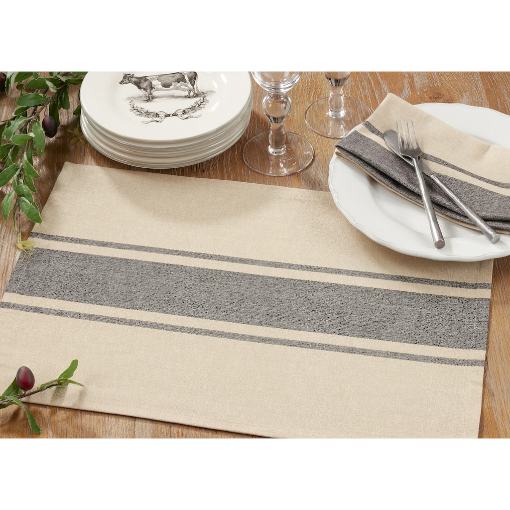 Classic Banded Stripe Design Cotton Placemat Set