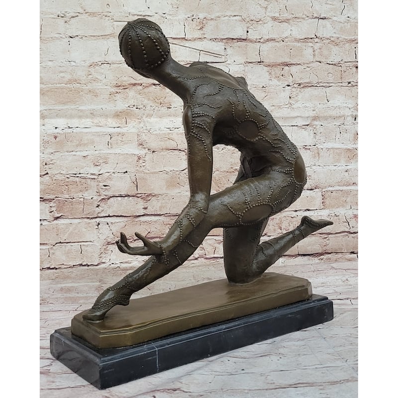 Dimitri Chiparus Graceful Art Deco Dancer Girl Bronze Sculpture On Marble Base