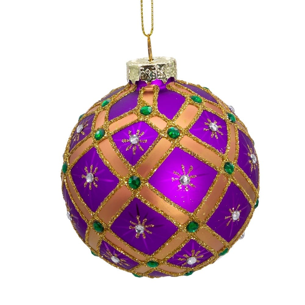 100Mm Matte/Snow/Glitter Ball Ornament Lavender Pkg/6