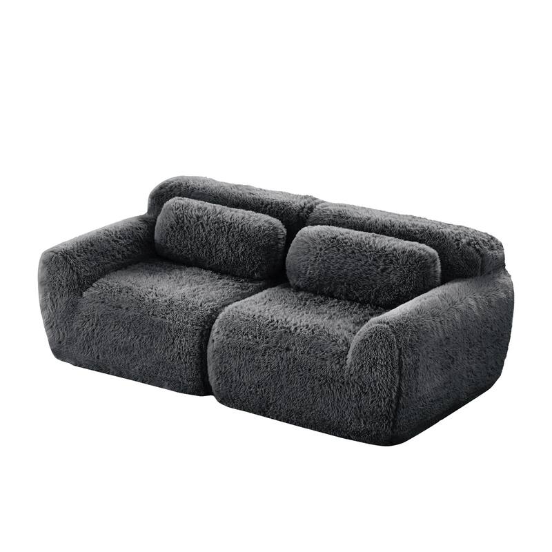 Modular Sectional Sofa, Plush Fabric Boneless Couch with Throw Pillows, 2/3/4-Seater Options, No Assembly