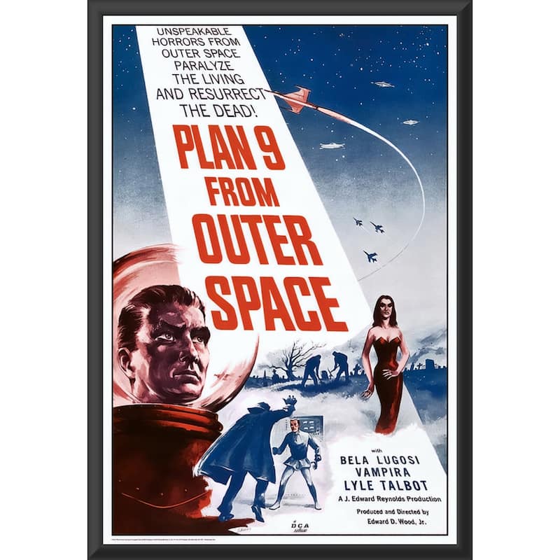 Plan 9 From Outer Space Vintage Movie Poster Framed Art Poster - 24 x 36 Inch