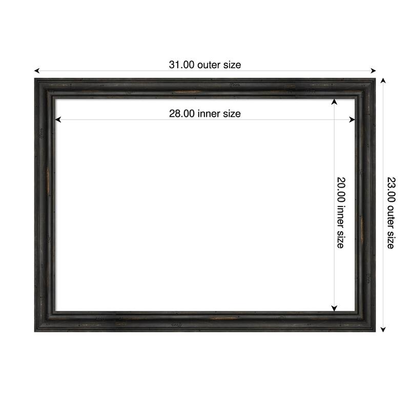 Amanti Art Rustic Pine Black Narrow Framed Dry Erase Magnetic Board - 31 x 23 in - Rustic Pine Black Narrow
