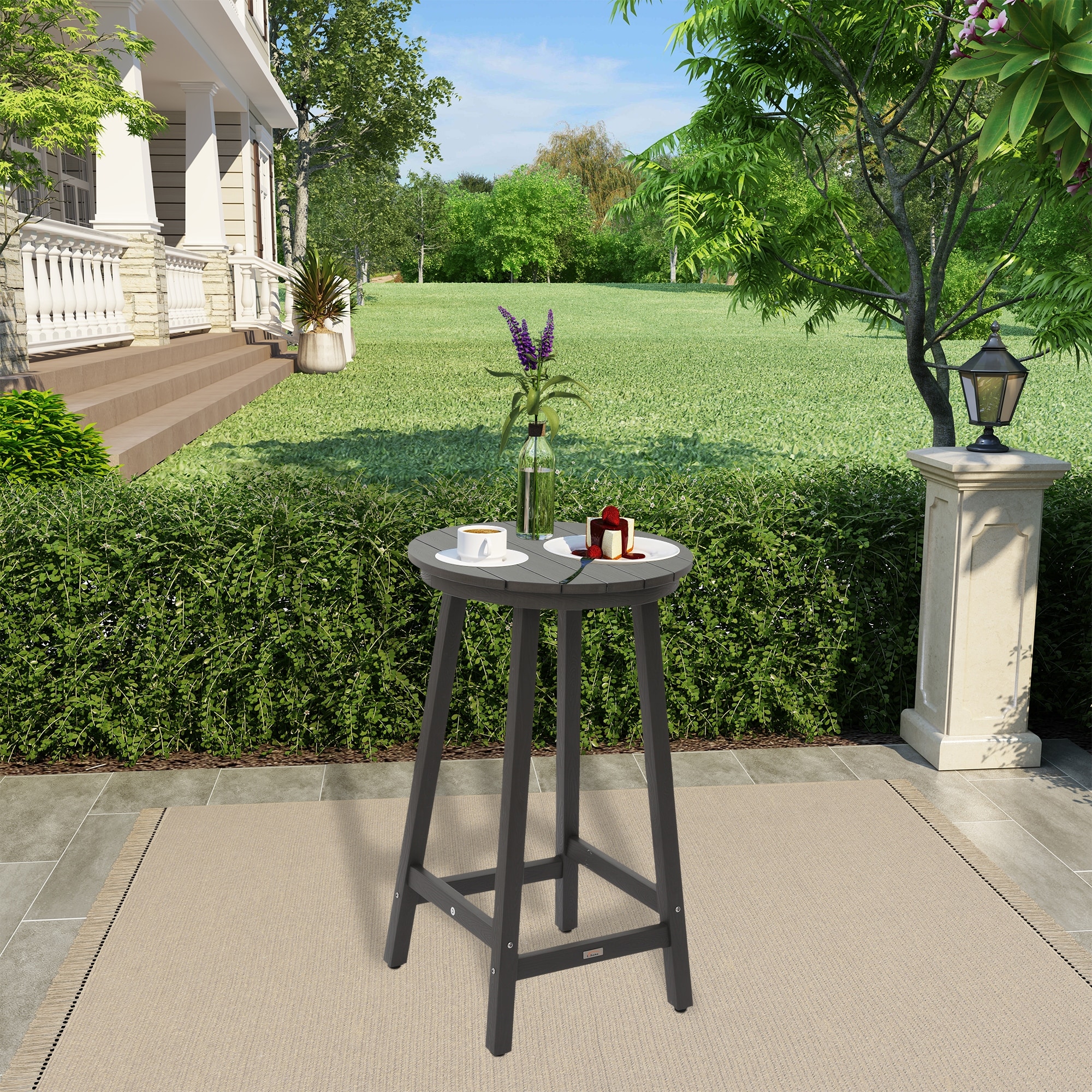 Patio Bar Table,Outdoor Bar Table for Deck,Pool(Gray)