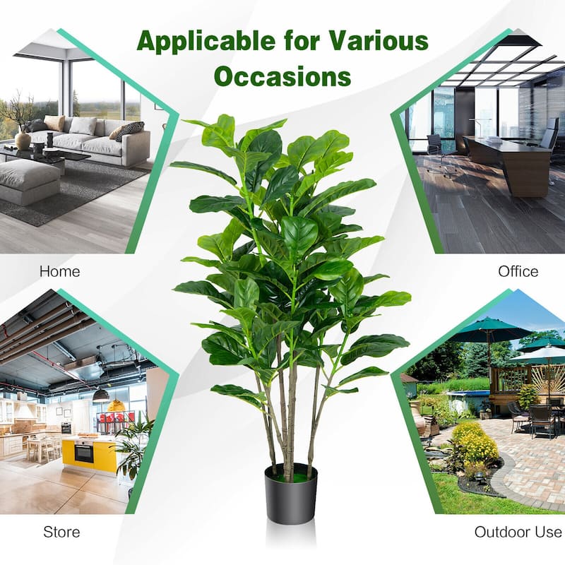 Gymax 51''Artificial Tree 2-Pack Artificial Fiddle Leaf Fig Tree for