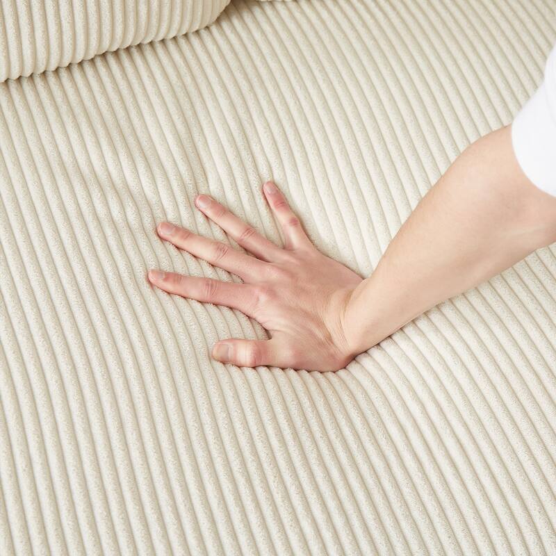 L-Shaped Corduroy Sofa Bed with Pull-Out Sleeper, Reversible Design