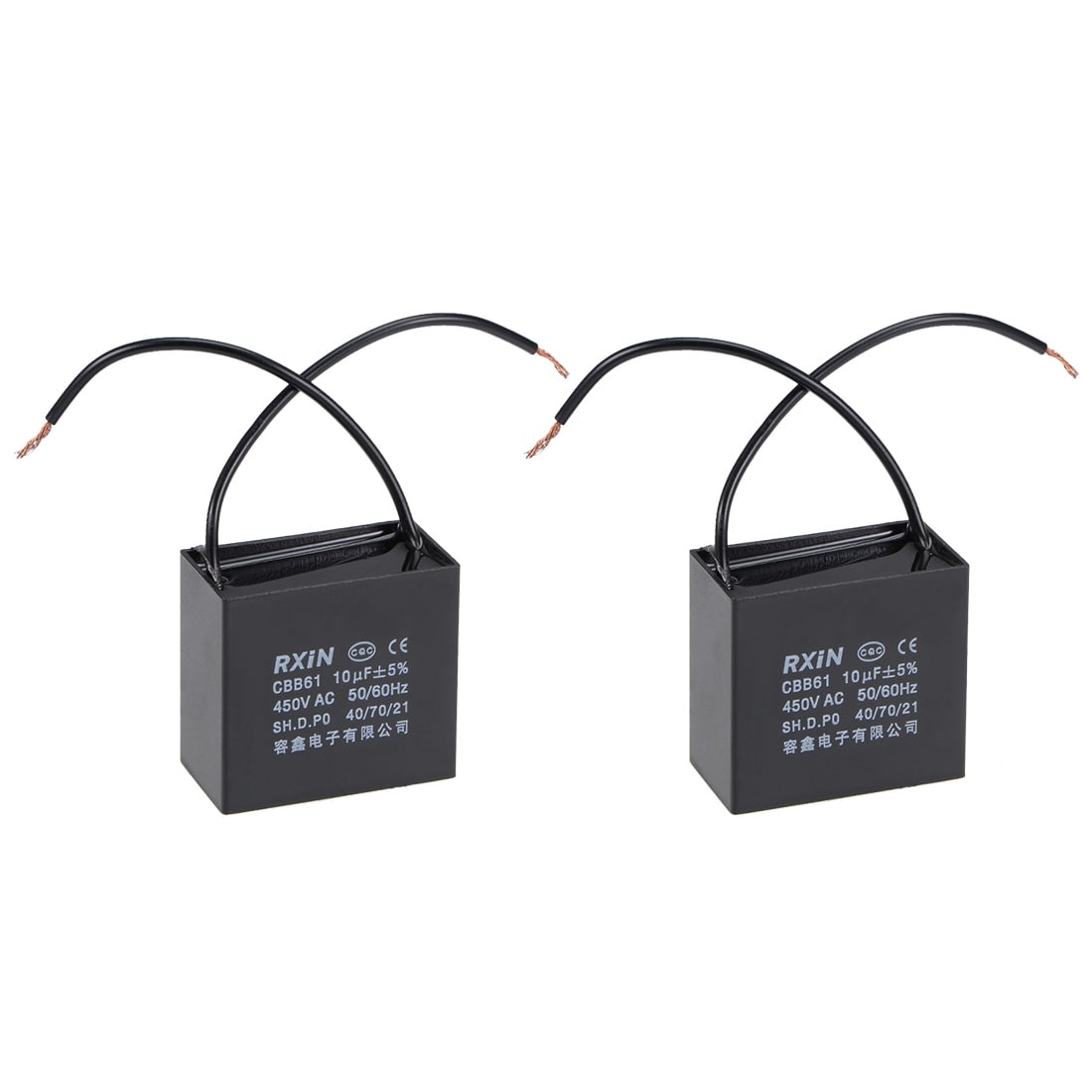 Shop 2 Wire Cbb61 Ceiling Fan Capacitor 10uf 450v Ac Motor Run Capacitors 2pcs On Sale Overstock 30423192