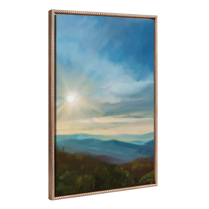 Kate and Laurel Sylvie Beaded Blue Ridge Sun Canvas by Mary Sparrow - 23x33