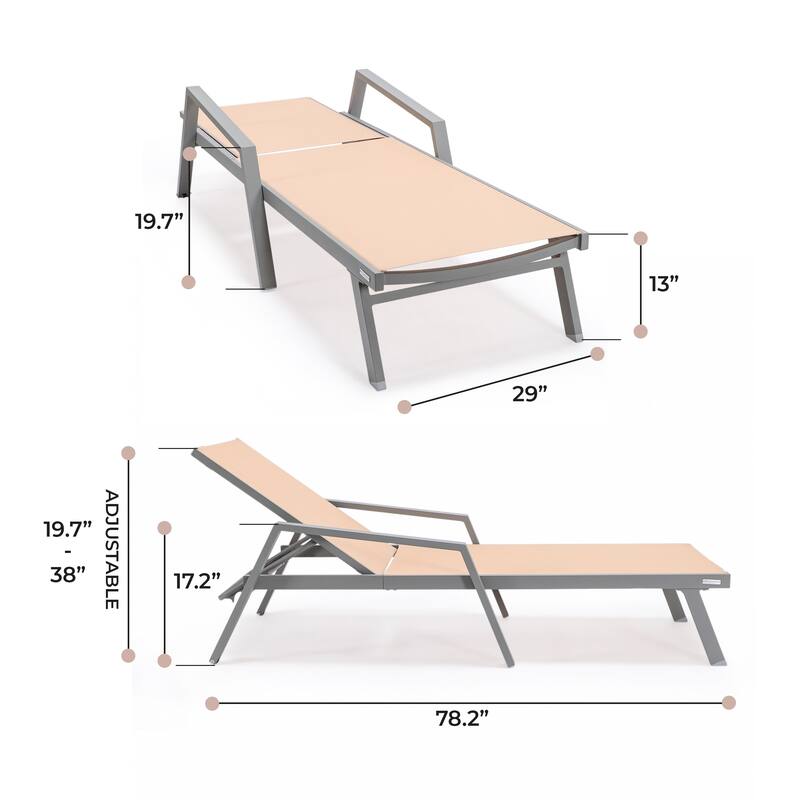Marlin Aluminum Outdoor Chaise Lounge with Rust-Resistant, 4-Position Adjustable Recliner and Breathable Mesh Sling