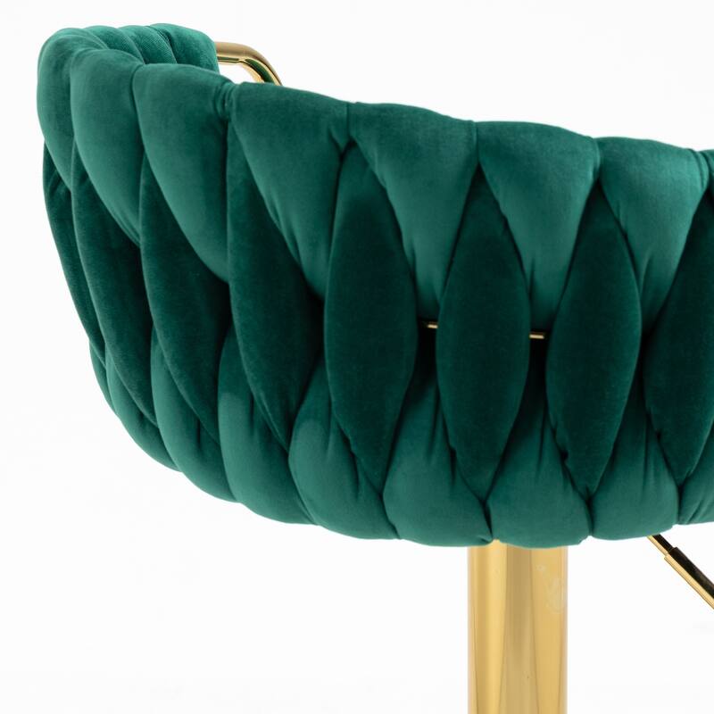 2 Set Counter Height Adjustable Velvet Bar Stools
