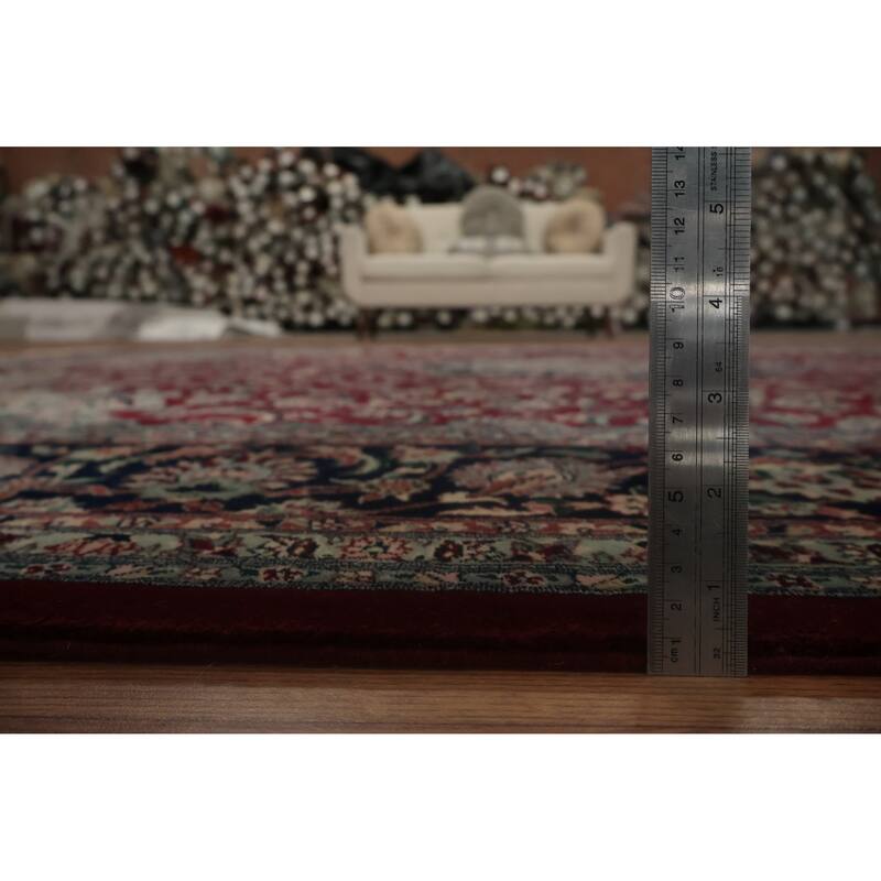 Hand Knotted Oriental 100% Wool Carpet Traditional Floral Red Kashan Area Rug - 10' 0'' X 8' 2''