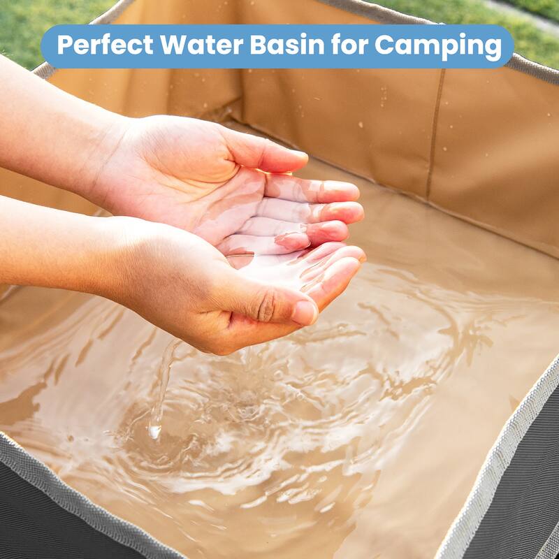 Costway 2 PCS Folding Camping Tables w/ Large Capacity Storage Sink - See Details