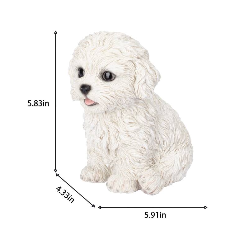 Sitting Bichon Frise Puppy Outdoor Statue - 5.75" - White